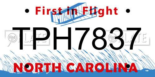 TPH7837 North Carolina License Plate