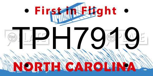 TPH7919 North Carolina License Plate