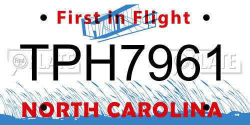 TPH7961 North Carolina License Plate