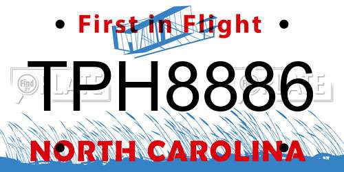 TPH8886 North Carolina License Plate