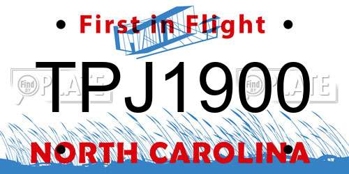 TPJ1900 North Carolina License Plate