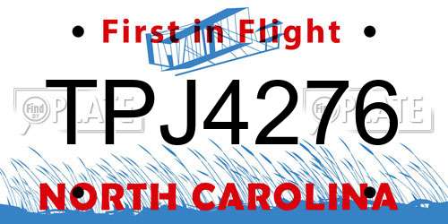TPJ4276 North Carolina License Plate