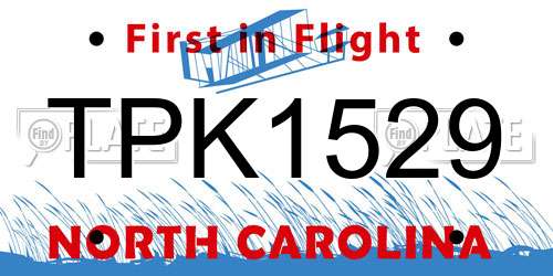 TPK1529 North Carolina License Plate