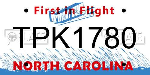 TPK1780 North Carolina License Plate