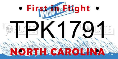 TPK1791 North Carolina License Plate