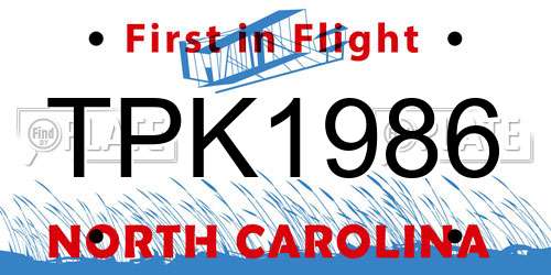 TPK1986 North Carolina License Plate