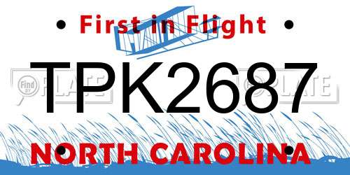 TPK2687 North Carolina License Plate