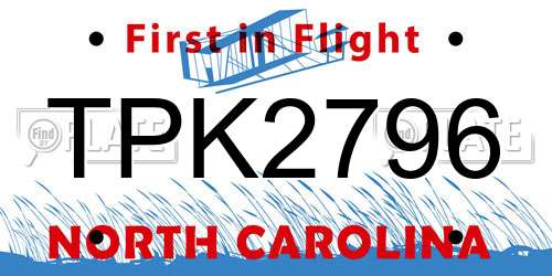TPK2796 North Carolina License Plate