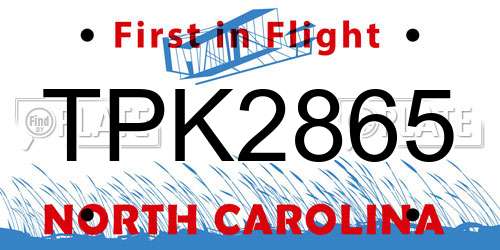 TPK2865 North Carolina License Plate