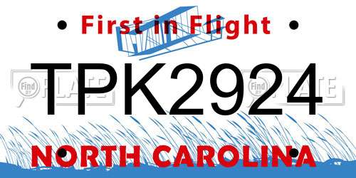 TPK2924 North Carolina License Plate