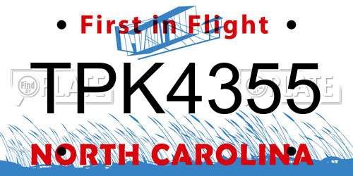 TPK4355 North Carolina License Plate