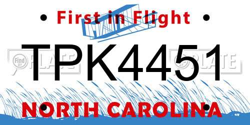 TPK4451 North Carolina License Plate