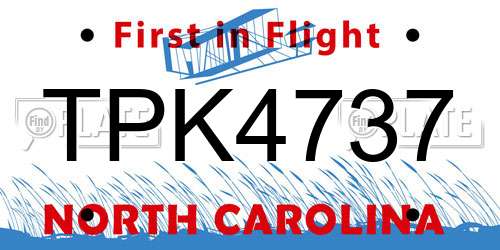 TPK4737 North Carolina License Plate