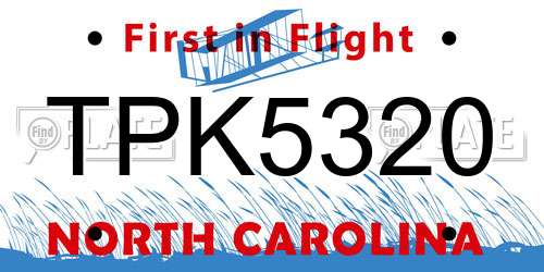 TPK5320 North Carolina License Plate