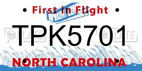 TPK5701 North Carolina License Plate
