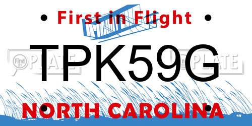 TPK59G North Carolina License Plate