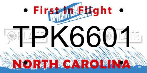 TPK6601 North Carolina License Plate