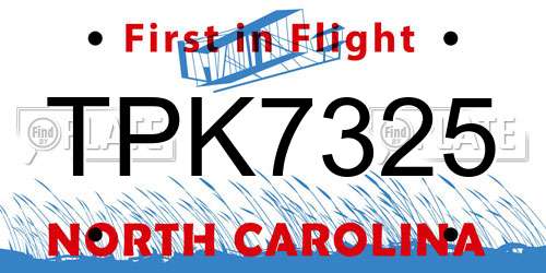 TPK7325 North Carolina License Plate