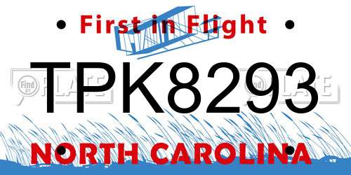 TPK8293 North Carolina License Plate