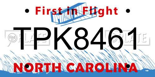 TPK8461 North Carolina License Plate