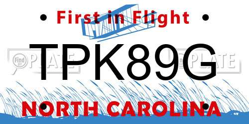 TPK89G North Carolina License Plate
