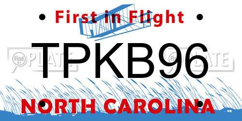 TPKB96 North Carolina License Plate