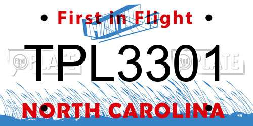 TPL3301 North Carolina License Plate