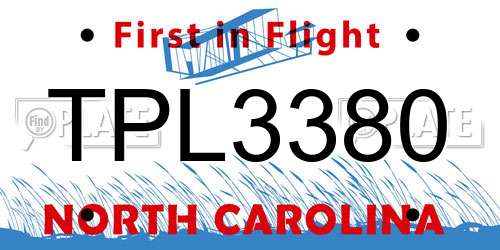 TPL3380 North Carolina License Plate