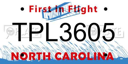 TPL3605 North Carolina License Plate