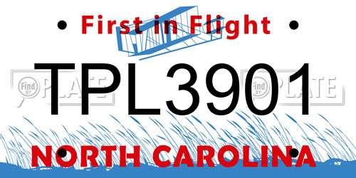 TPL3901 North Carolina License Plate