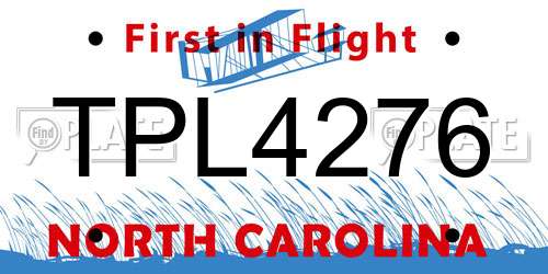 TPL4276 North Carolina License Plate
