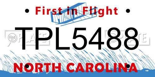 TPL5488 North Carolina License Plate