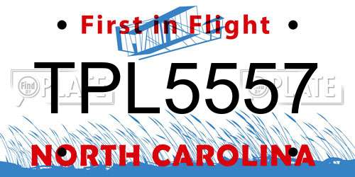 TPL5557 North Carolina License Plate