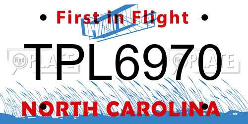 TPL6970 North Carolina License Plate