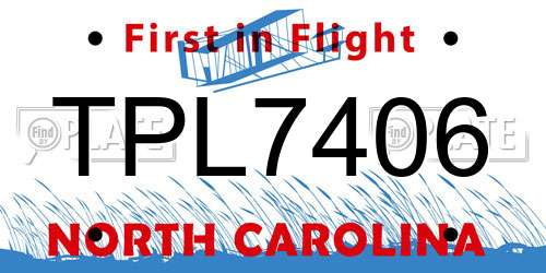 TPL7406 North Carolina License Plate