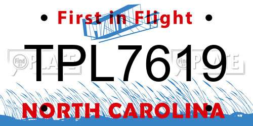 TPL7619 North Carolina License Plate