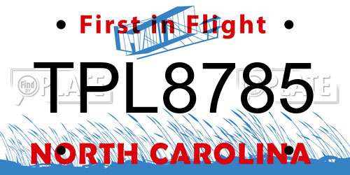 TPL8785 North Carolina License Plate