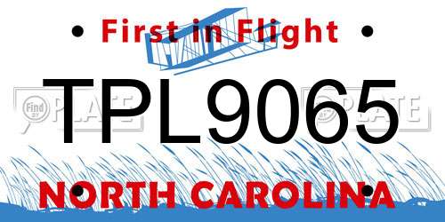 TPL9065 North Carolina License Plate