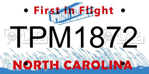 TPM1872 North Carolina License Plate