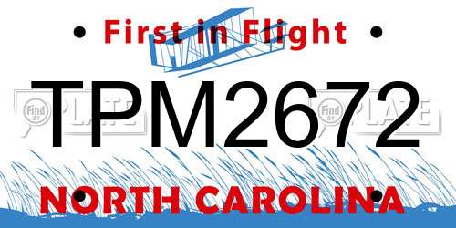 TPM2672 North Carolina License Plate