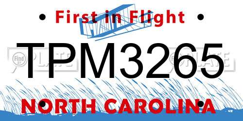 TPM3265 North Carolina License Plate