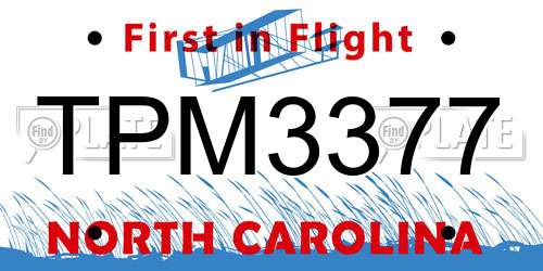 TPM3377 North Carolina License Plate