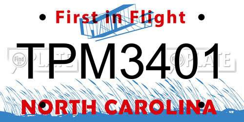 TPM3401 North Carolina License Plate