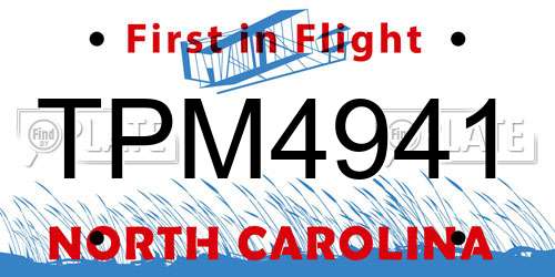 TPM4941 North Carolina License Plate