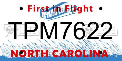 TPM7622 North Carolina License Plate