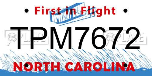 TPM7672 North Carolina License Plate