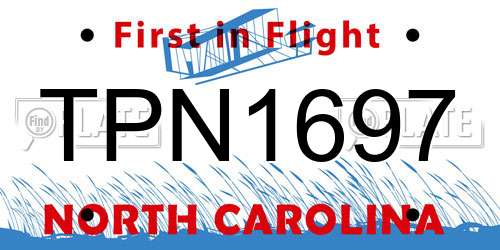 TPN1697 North Carolina License Plate