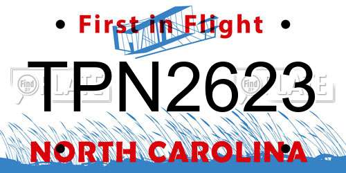 TPN2623 North Carolina License Plate