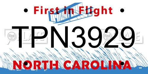 TPN3929 North Carolina License Plate