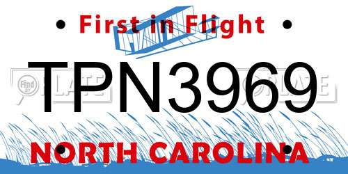 TPN3969 North Carolina License Plate
